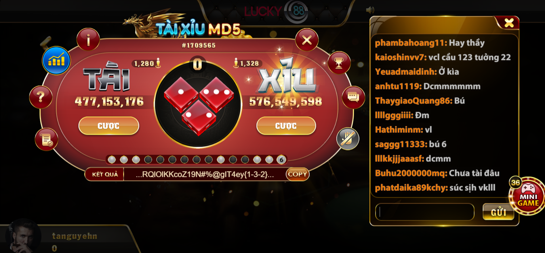 Game ca cuoc Tai Xiu MD5 Lucky88 uy tin